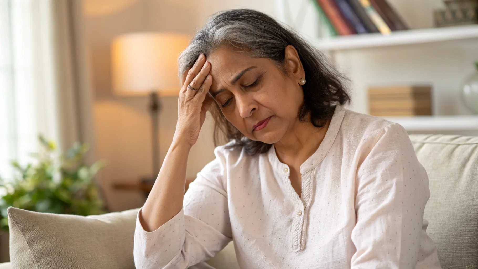 Woman with subtle headache - the silent nature of hypertension