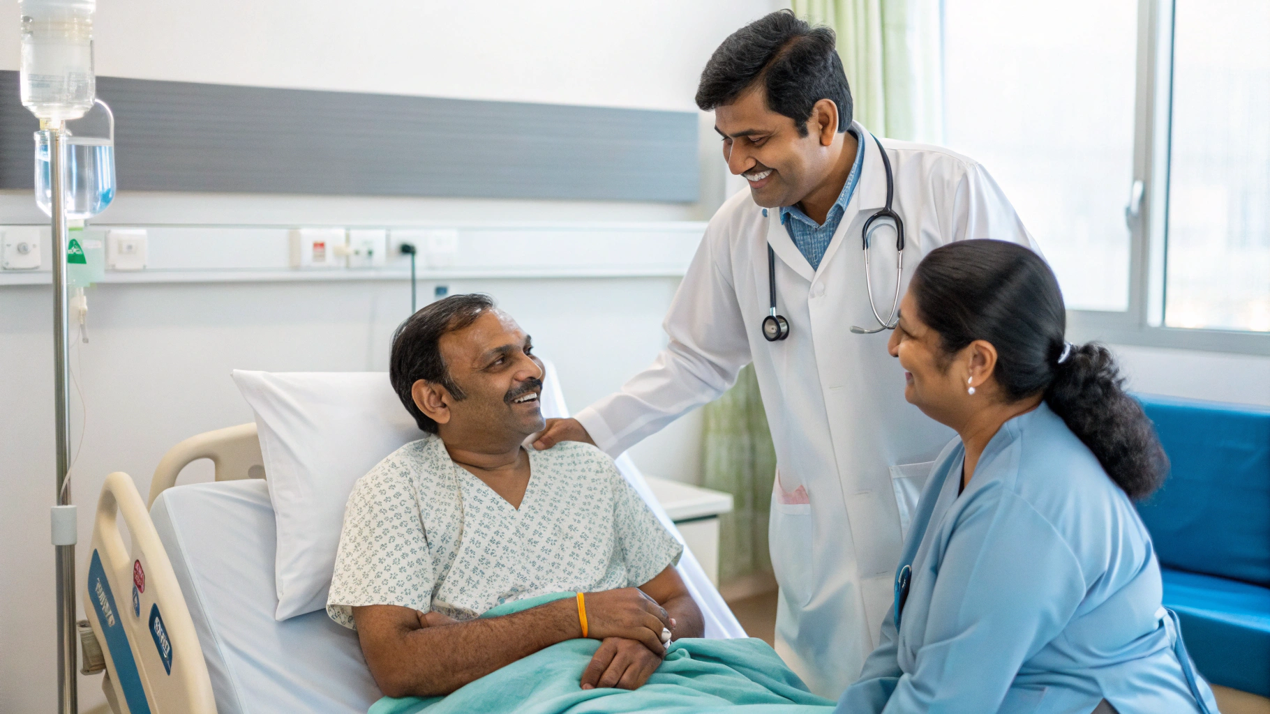 Doctor sharing positive angiography results with patient and family