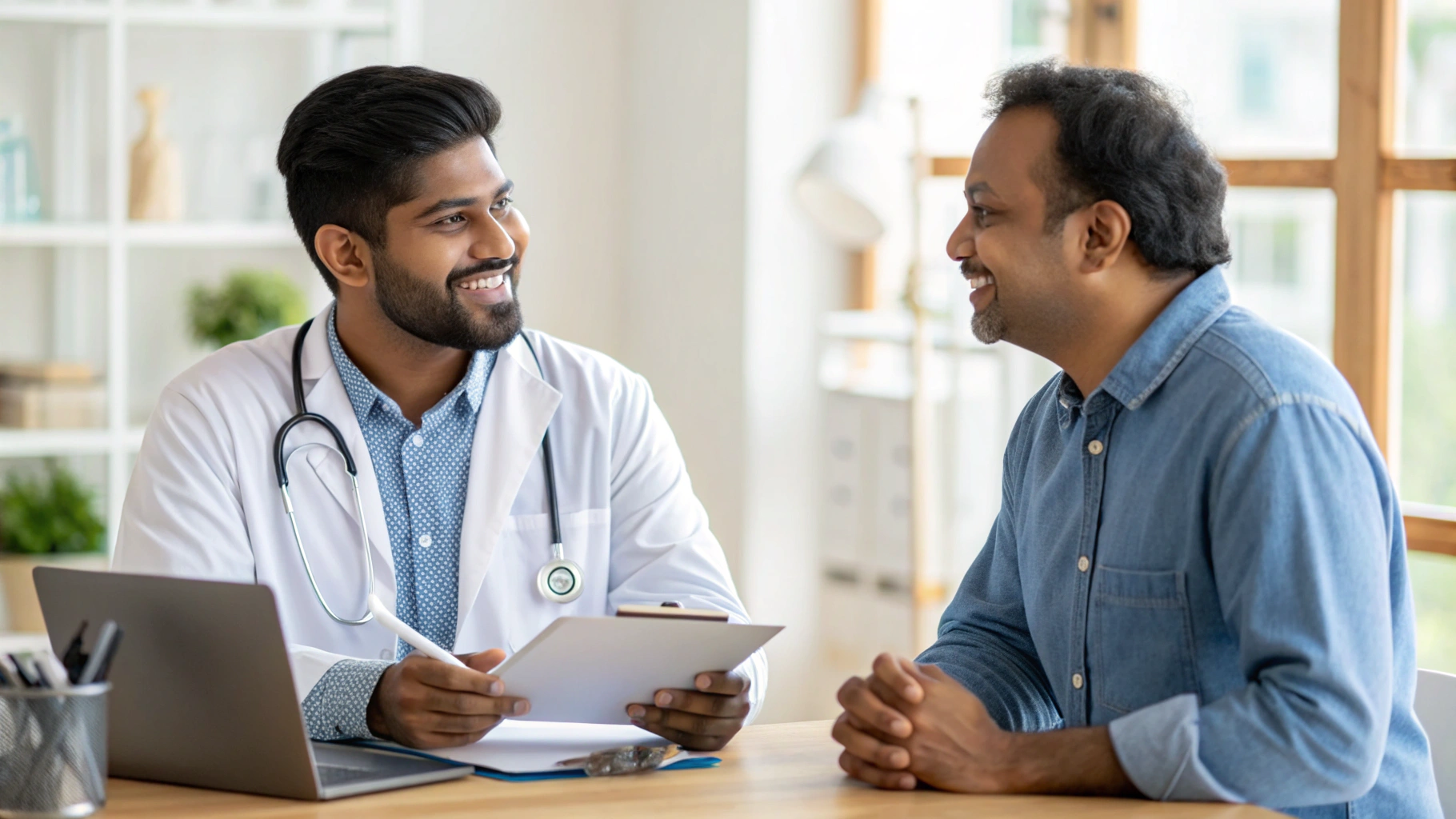 Patient receiving good news from cardiologist