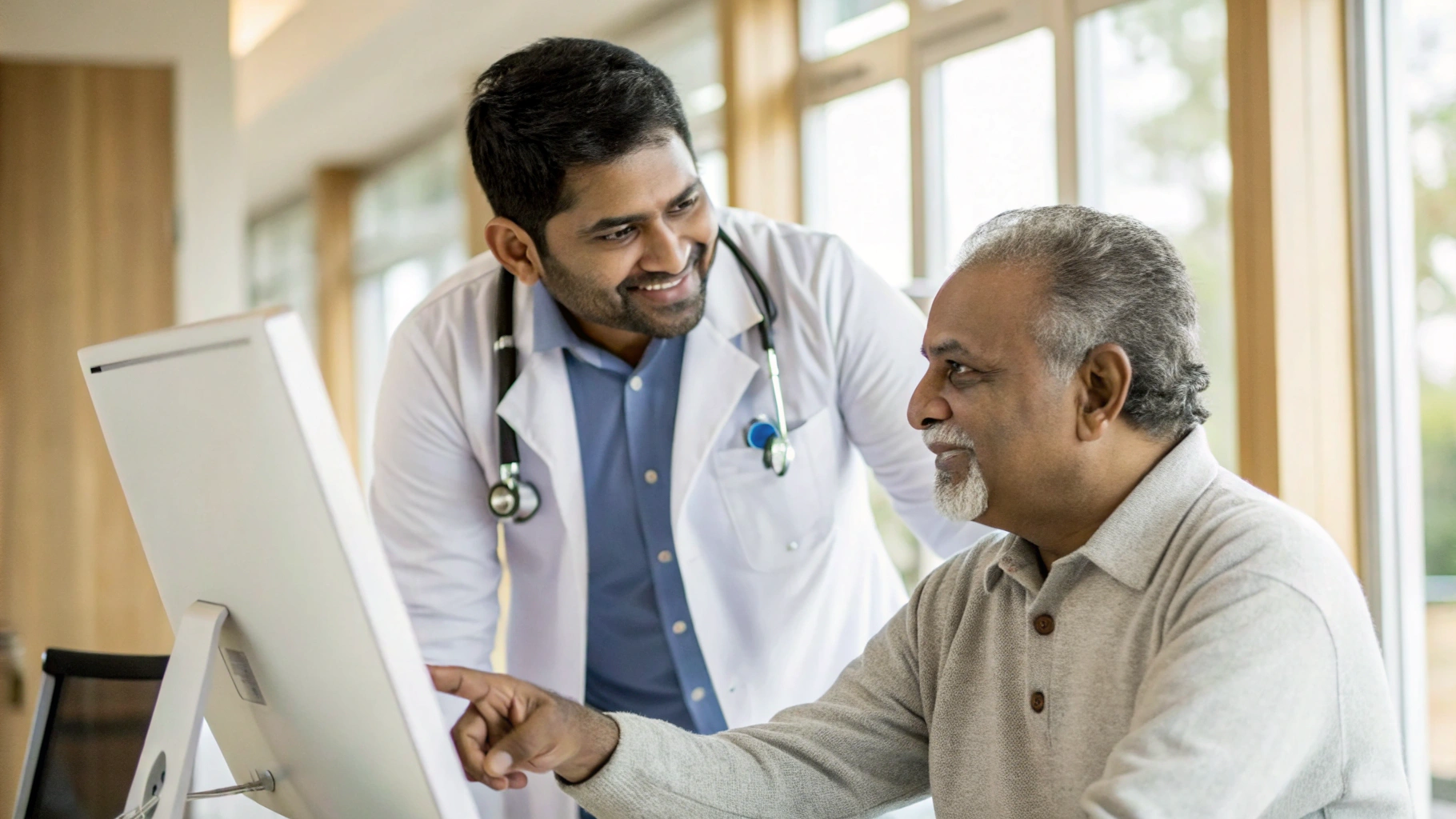 Doctor explaining IVUS results to patient