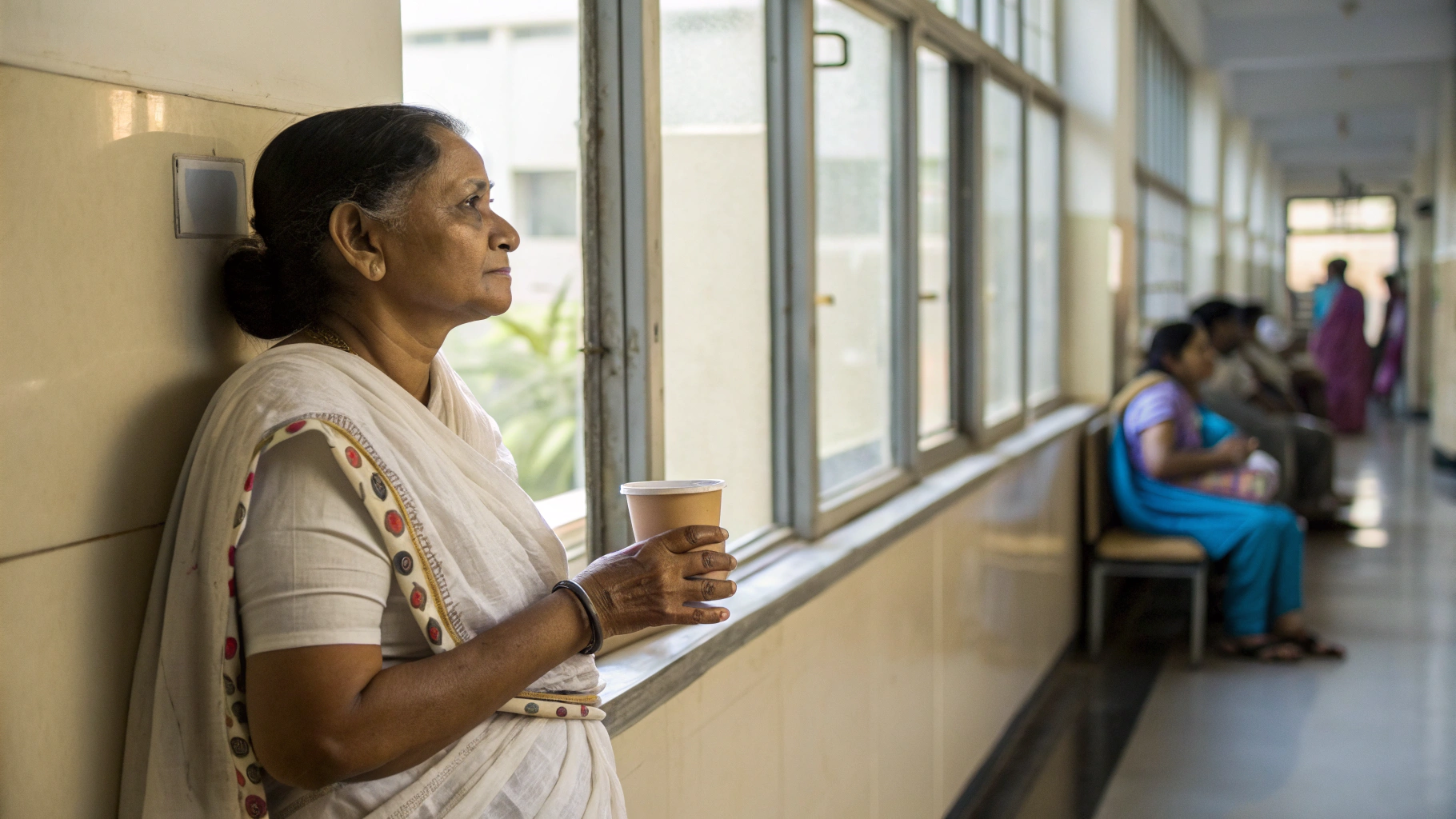 Family member waiting during loved one's procedure