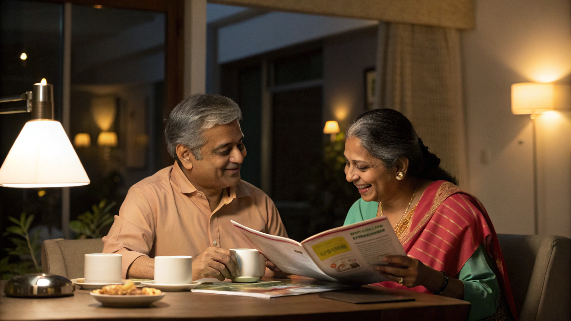 Couple at home discussing heart treatment options together