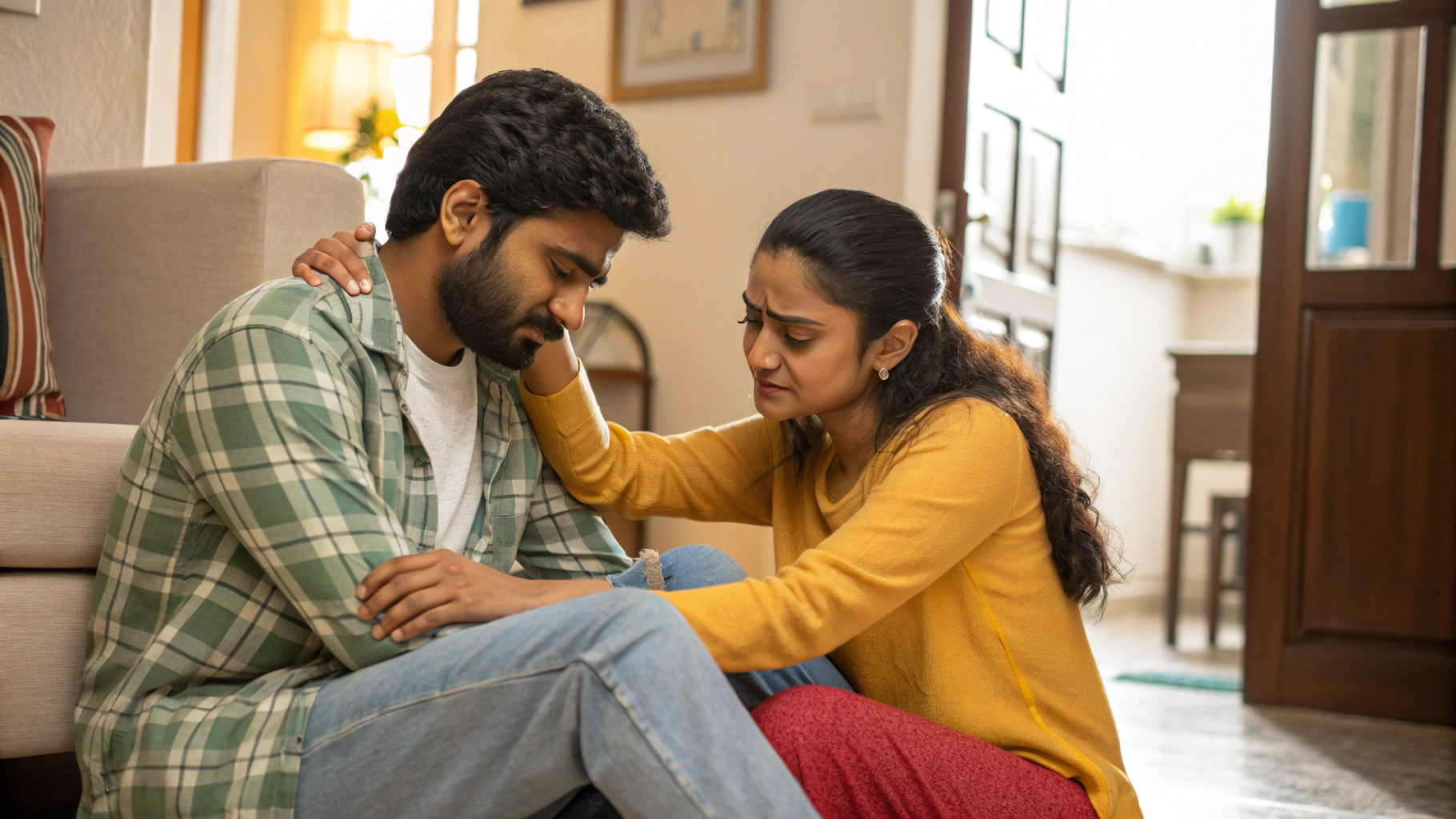 Young Indian couple concerned about health symptoms